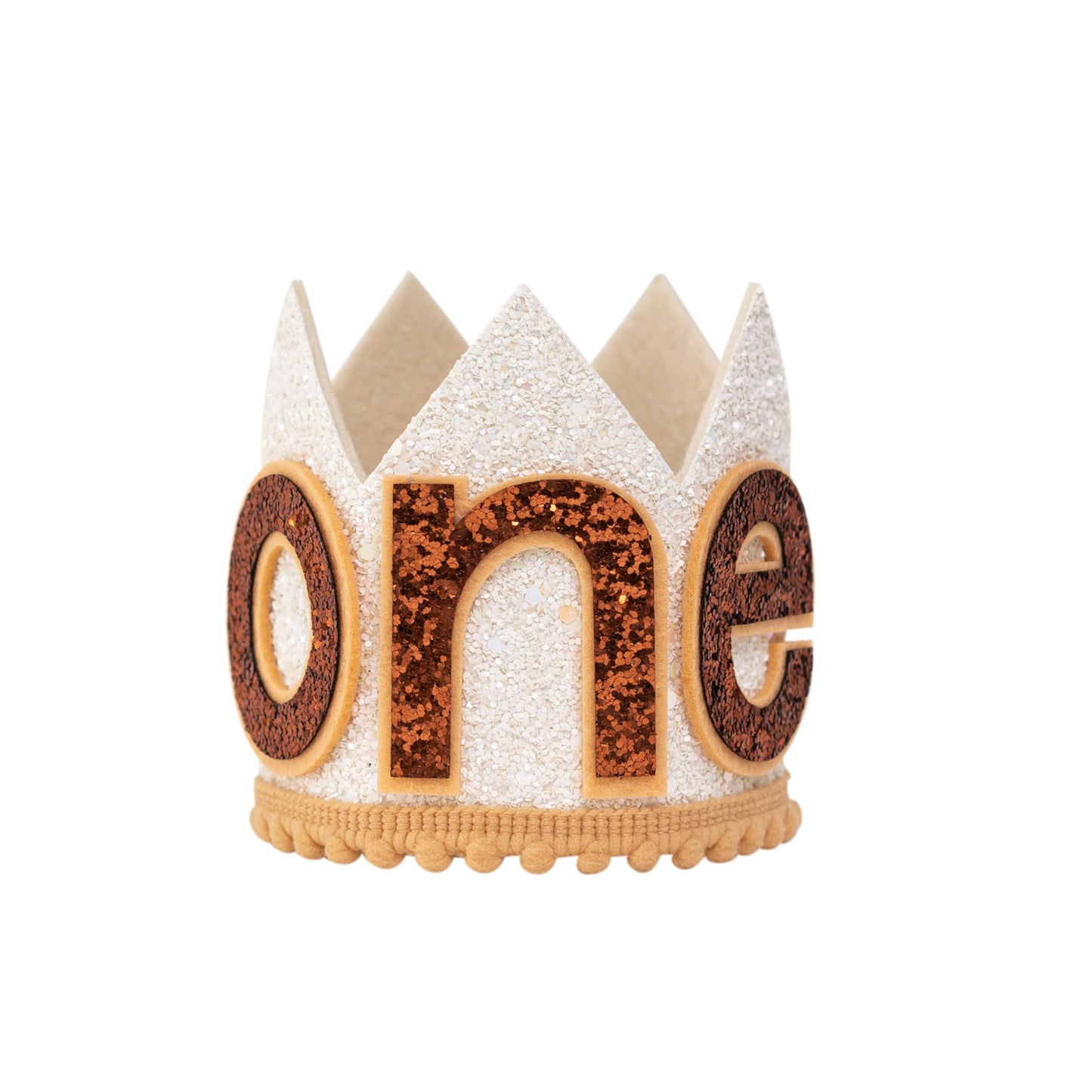 LINZYING White Glitter First Birthday Crown