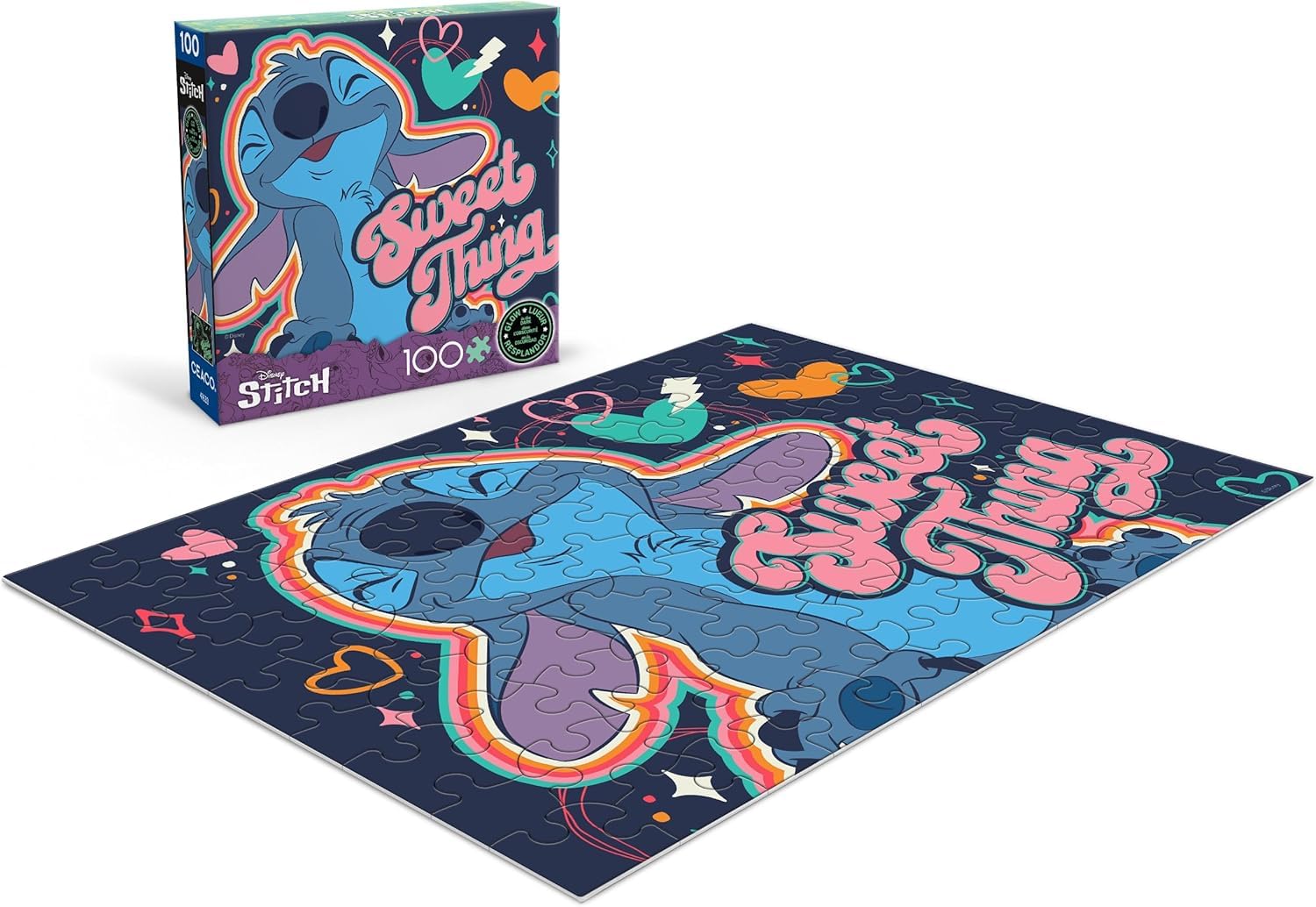 Ceaco - Disney Stitch Sweet Thing Glow - 100 Piece Puzzle for Kids Ages 6-8
