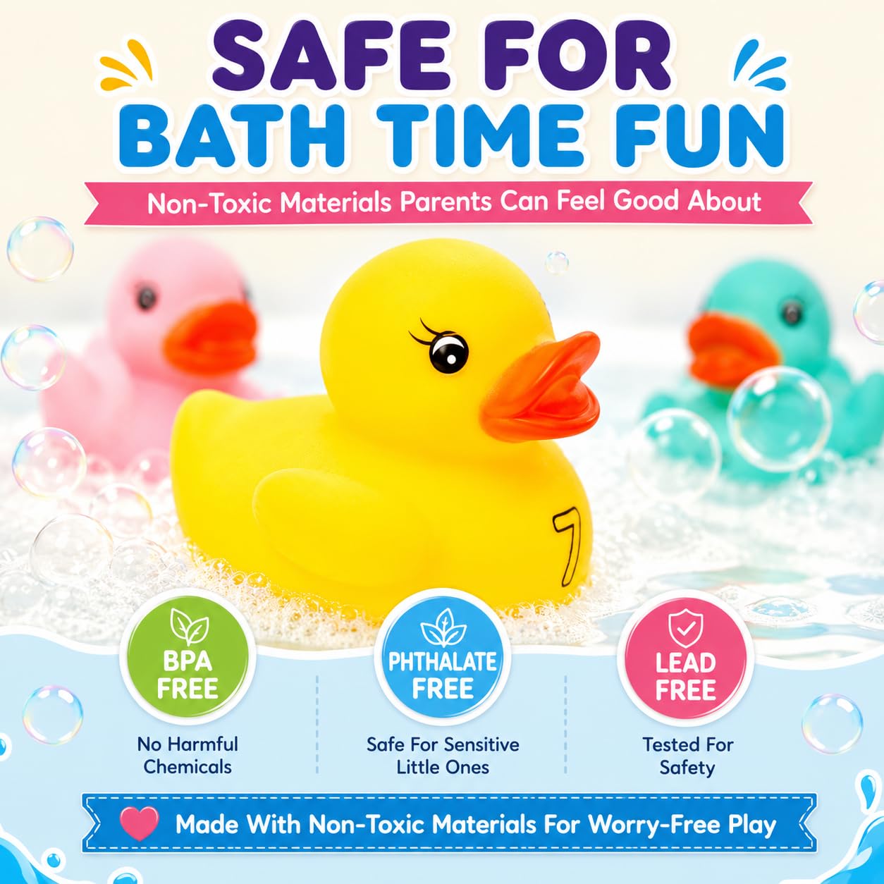 10 Pack: Numbers Counting Rubber Ducks Colorful Bath Toys - 1, 2, 3 Learn to Count Numeracy Early Learning Educational Bathtime Squeak Duckies Bathtub