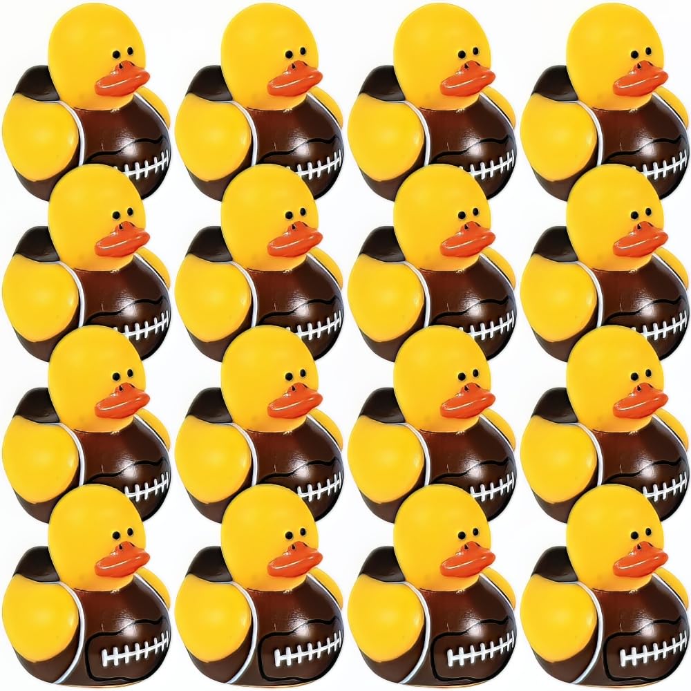 Fun Express Mini Football Rubber Ducks (Set of 24) Rubber Duckies-Tabletop Decor Accents, Party Favors, Novelty Gifts
