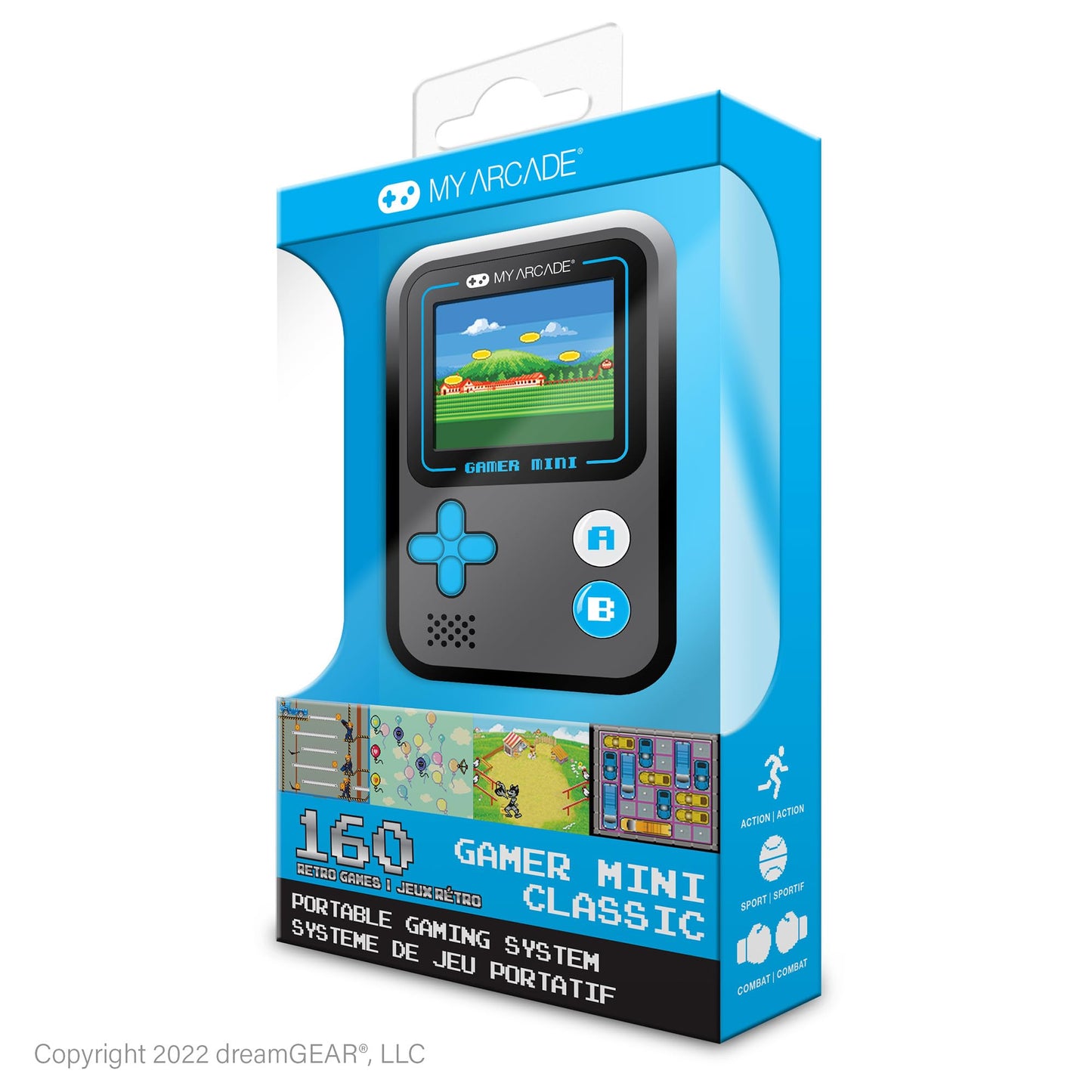 My Arcade Gamer Mini Classic-Blue: Miniature Handheld Gaming System Packed with 160 Games, 1.8" Color Display (DGUN-3926)