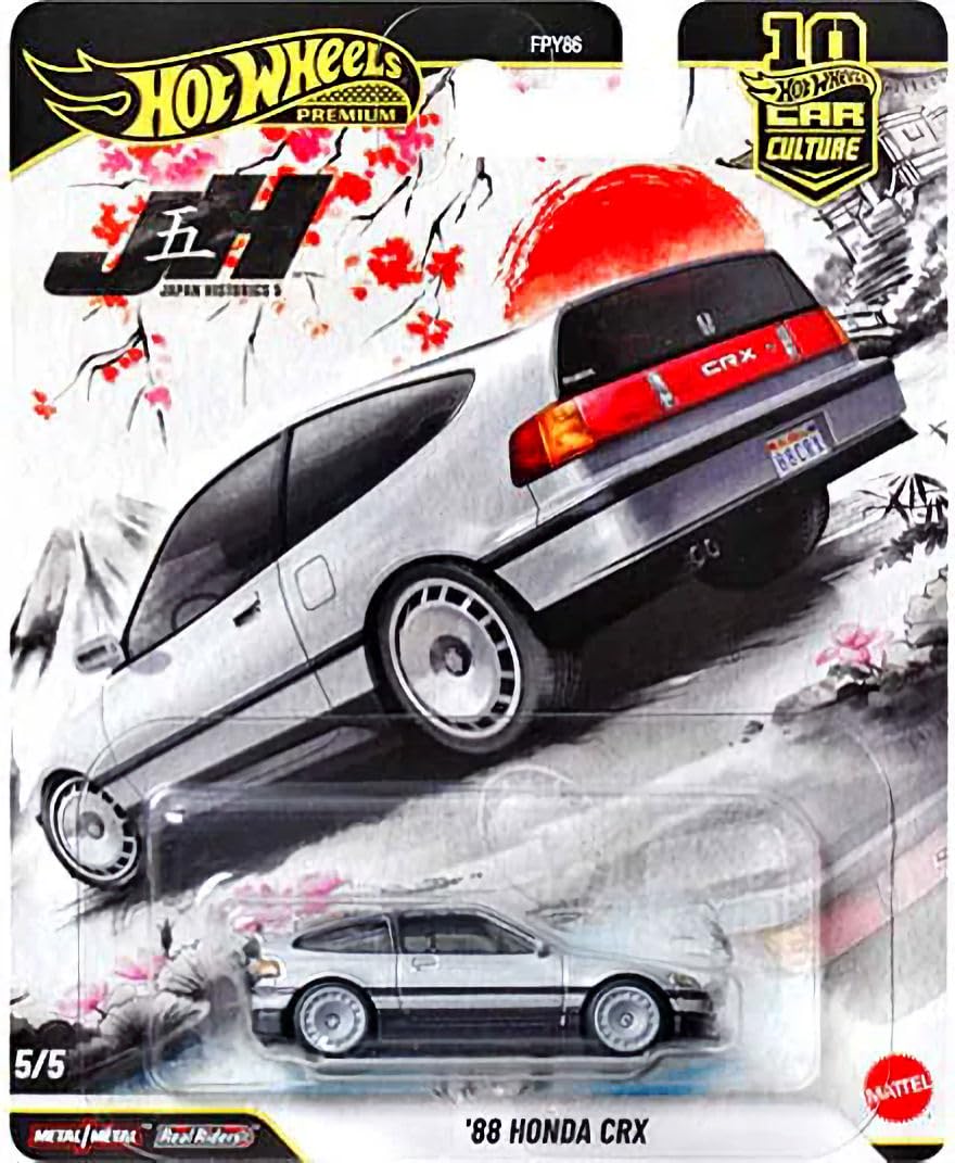 Hot Wheels Japan Historics 5 Premium Car Collection, 5-Pack Diecast Set with Nissan Skyline, Toyota Trueno, Celica, Datsun 620, Honda CRX, Car Culture