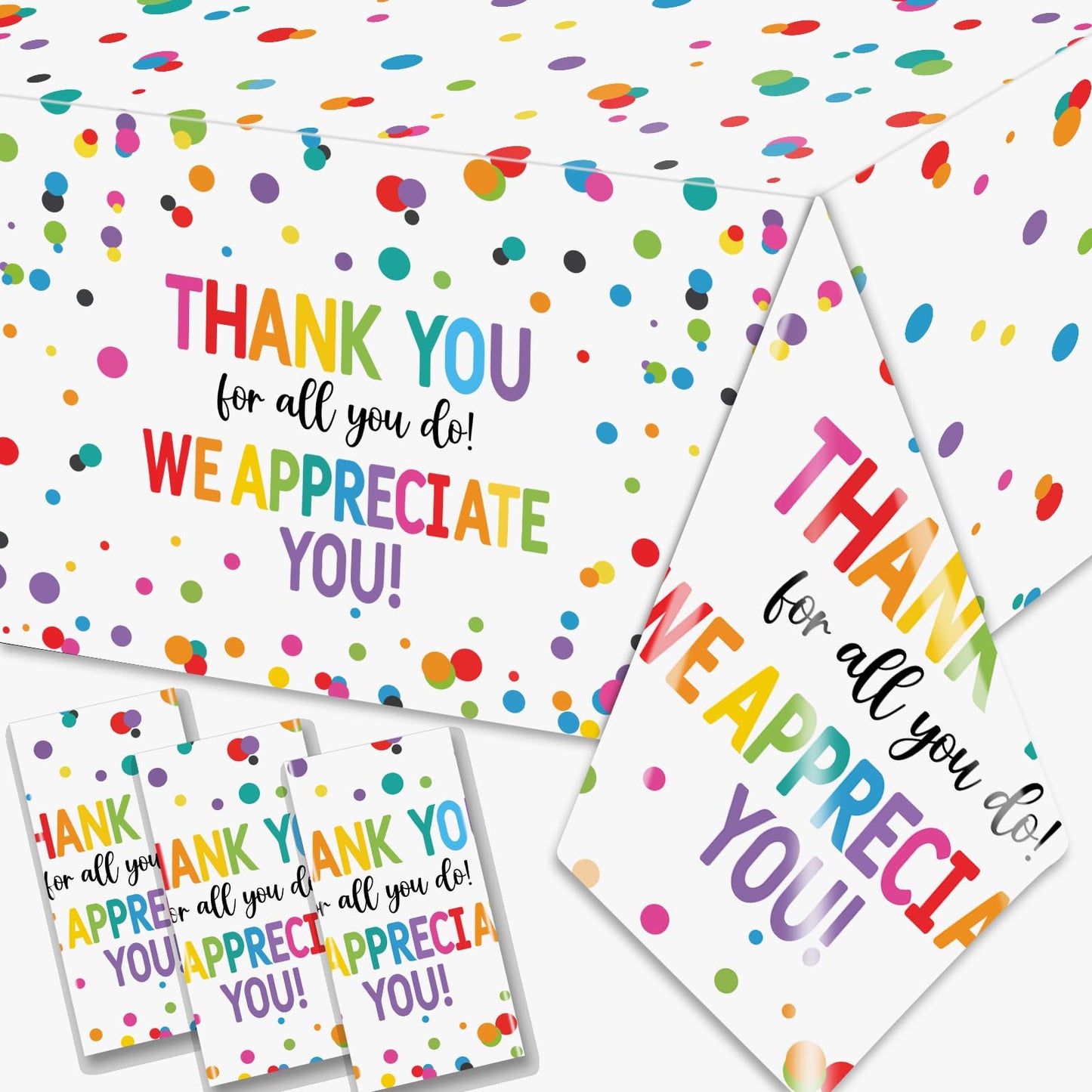 Appreciation Decorations,Thank You Tablecloth 3pcs We Appreciate You Table Covers Waterproof Employee Appreciation Table Cloths for Volunteer