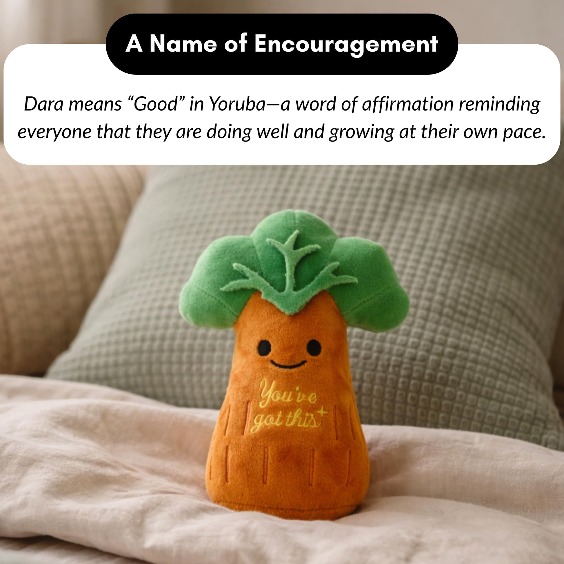 Kulture Games - Tree Stuffed Animal - Soft Baobab Tree Plush Toy for Kids & Adults - Cute Encouraging Tree Gift with Backpack Loop - Brown Green Tree