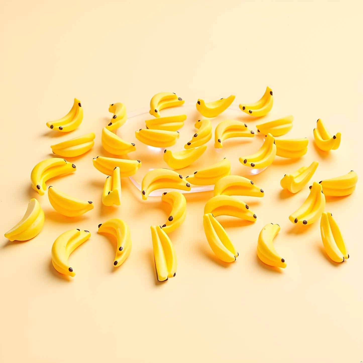 30Pcs Yellow Mini Plastic Artificial Bananas 1/12 Scale Dollhouse Accessories, Realistic Miniature Fruit Models for Fairy Garden Kitchen Decor & DIY