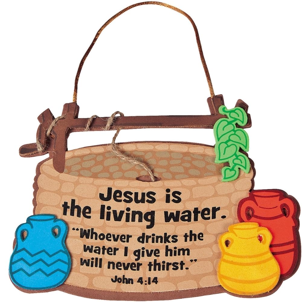 Fun Express Jesus is The Living Water Sign Craft Kit - Set of 12 Sunday School Crafts for Kids | Christian Bible VBS Vacation Bible School Supplies |