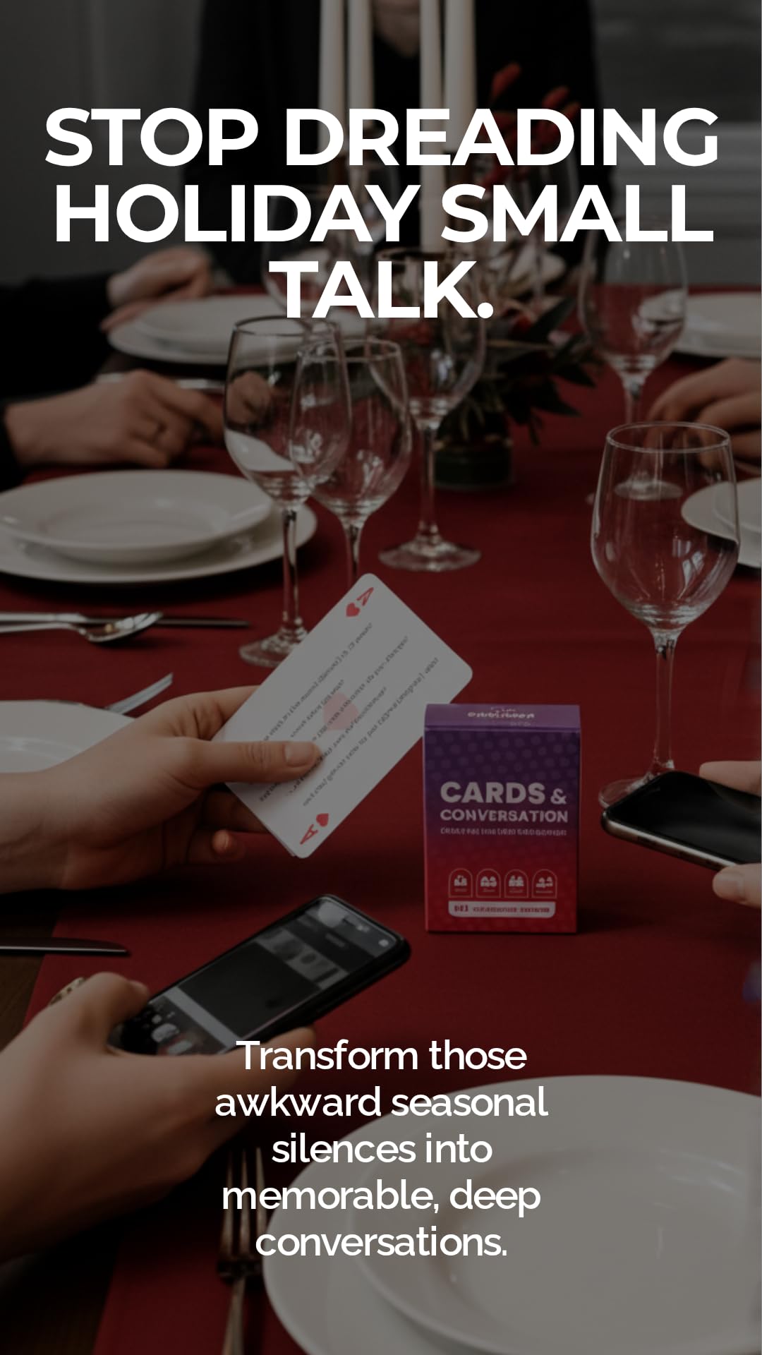 Cards & Conversation 250 Conversation Starter Cards, Deep Questions Card Game for Families, Couples, Friends, Fun Icebreaker Game & Getting to Know