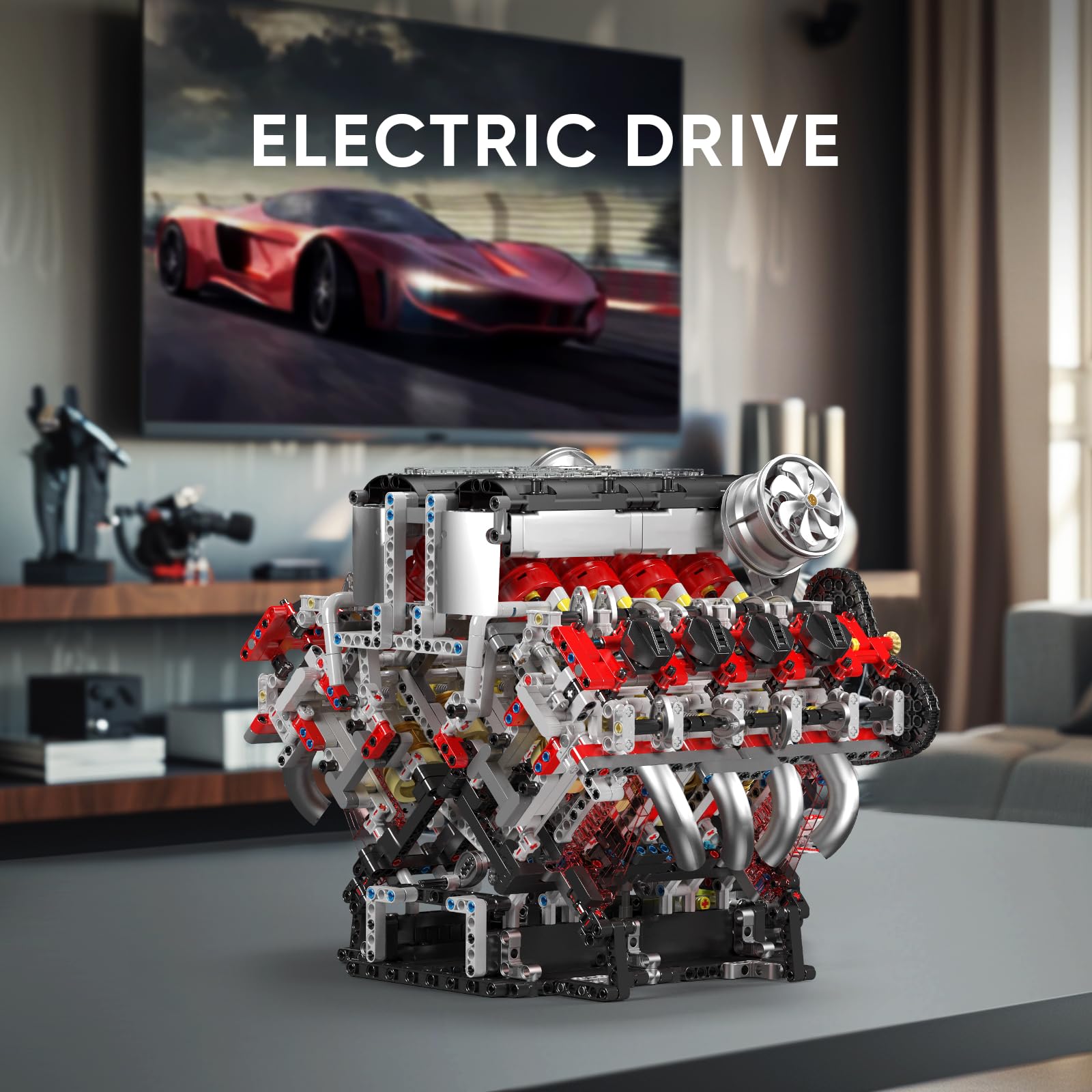 Mould King V8 Engine Building Blocks Sets, V8 Engine Model Kit That Runs, MOC Engineering Model Building Kit with Battery and Motor, 2718 PCS Building