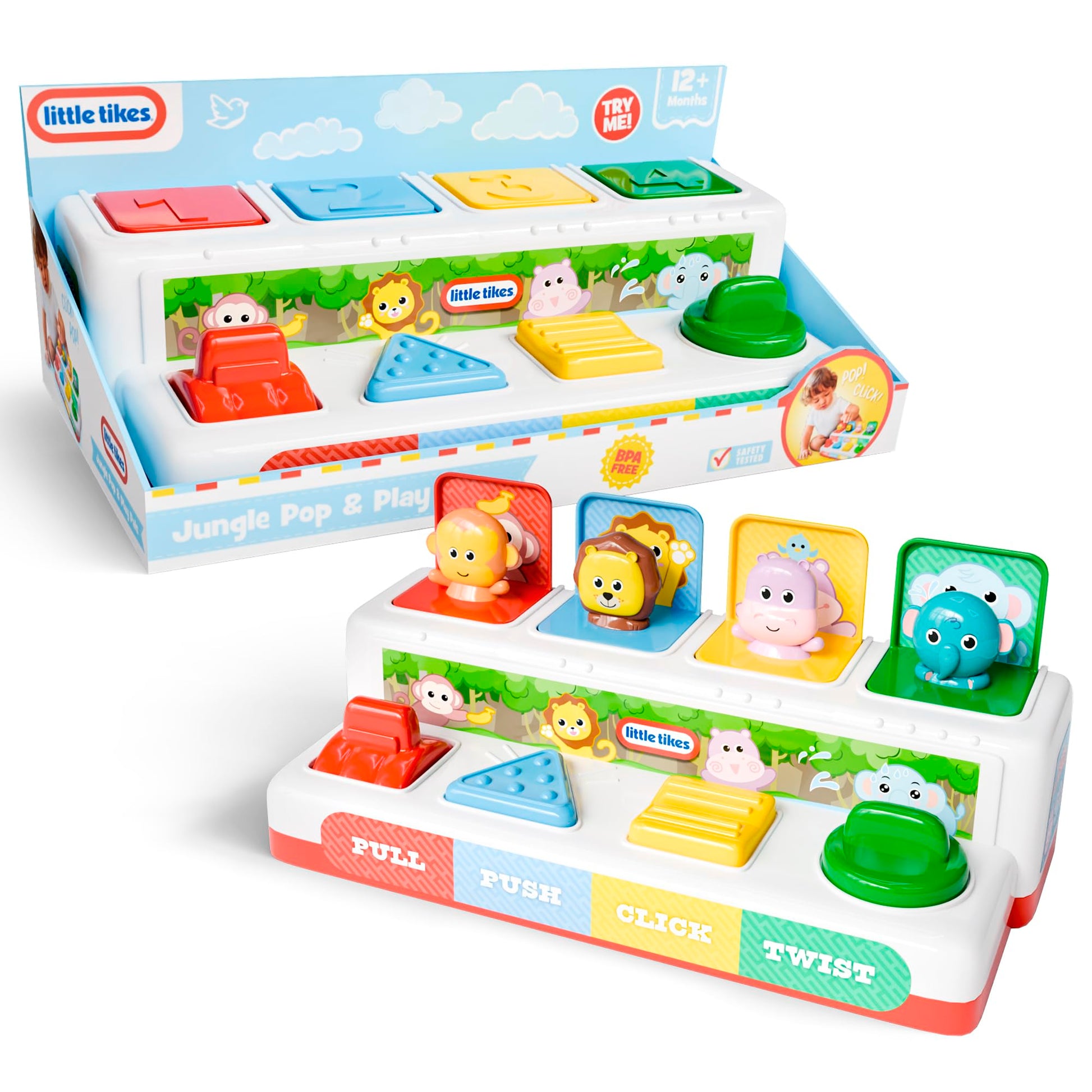 Lollipop Little Tikes Pop and Play Pals - Pop-Up Action Toy for Toddlers - Pull, Push, Click, Twist - Develop Motor Skills and Exploration Montessori