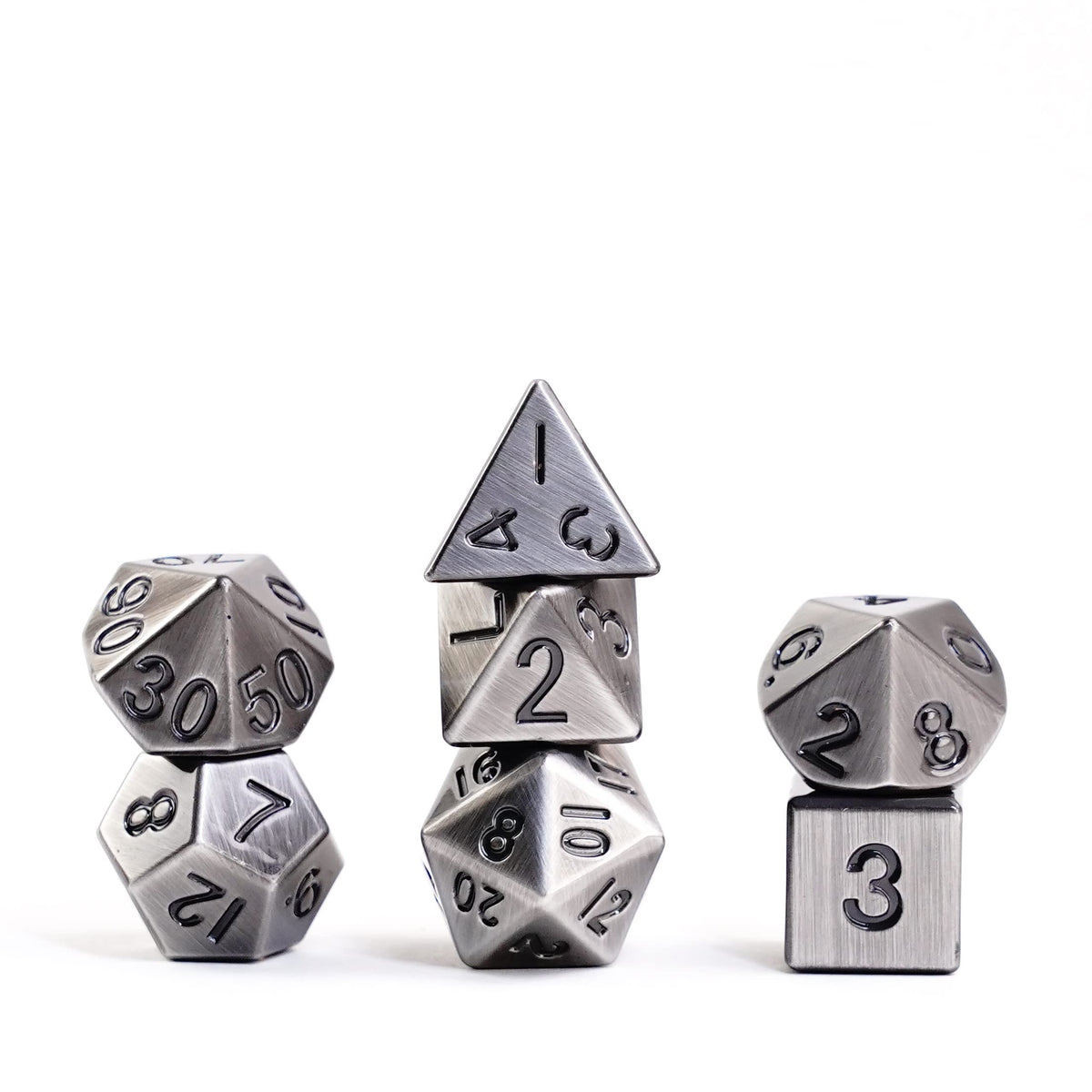 FanRoll 16mm Metal Polyhedral DND Dice Set: Antique Silver, Role Playing Game Dice for Dungeons and Dragons