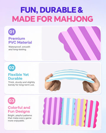 Mavronley 4 PCs Mahjong Shufflers, Mahjong Shuffle Cards for Easy Tile Mixing, Mahjong Accessories, Mah Jong Gifts for Women (Stripe)