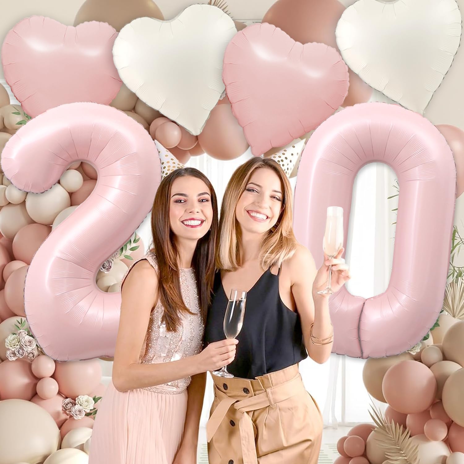 Pink 1 Balloon Number Pastel Pink 1st Birthday Party Decorations for Girls, 40inch Big Dusty Pink Balloon Foil Mylar 1 Birthday Balloons for First