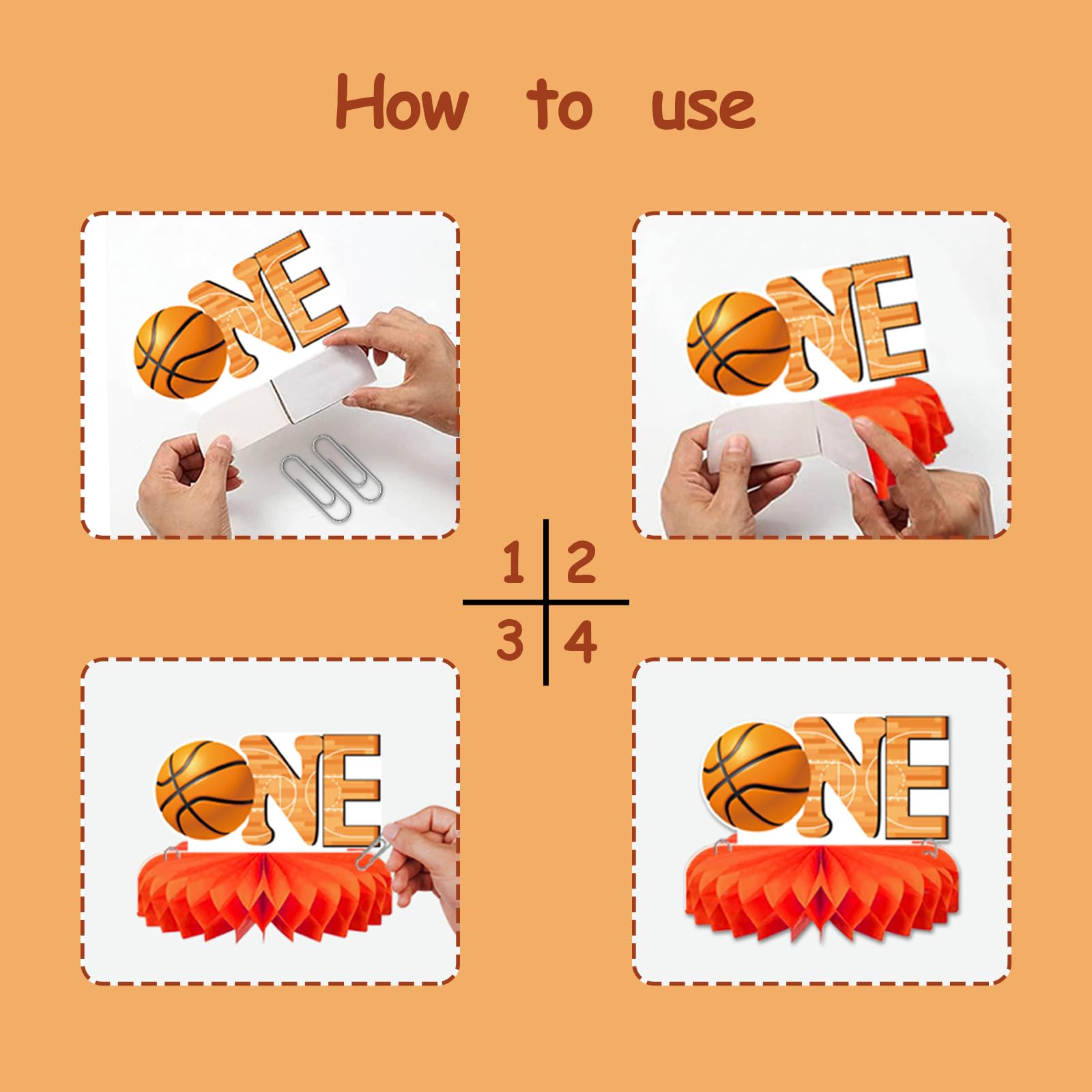 8Pcs Basketball 1st Birthday Decorations Centerpiece for Boys, Reusable First Year Down Basketball Theme Table Centerpiece Party Supplies, Sports