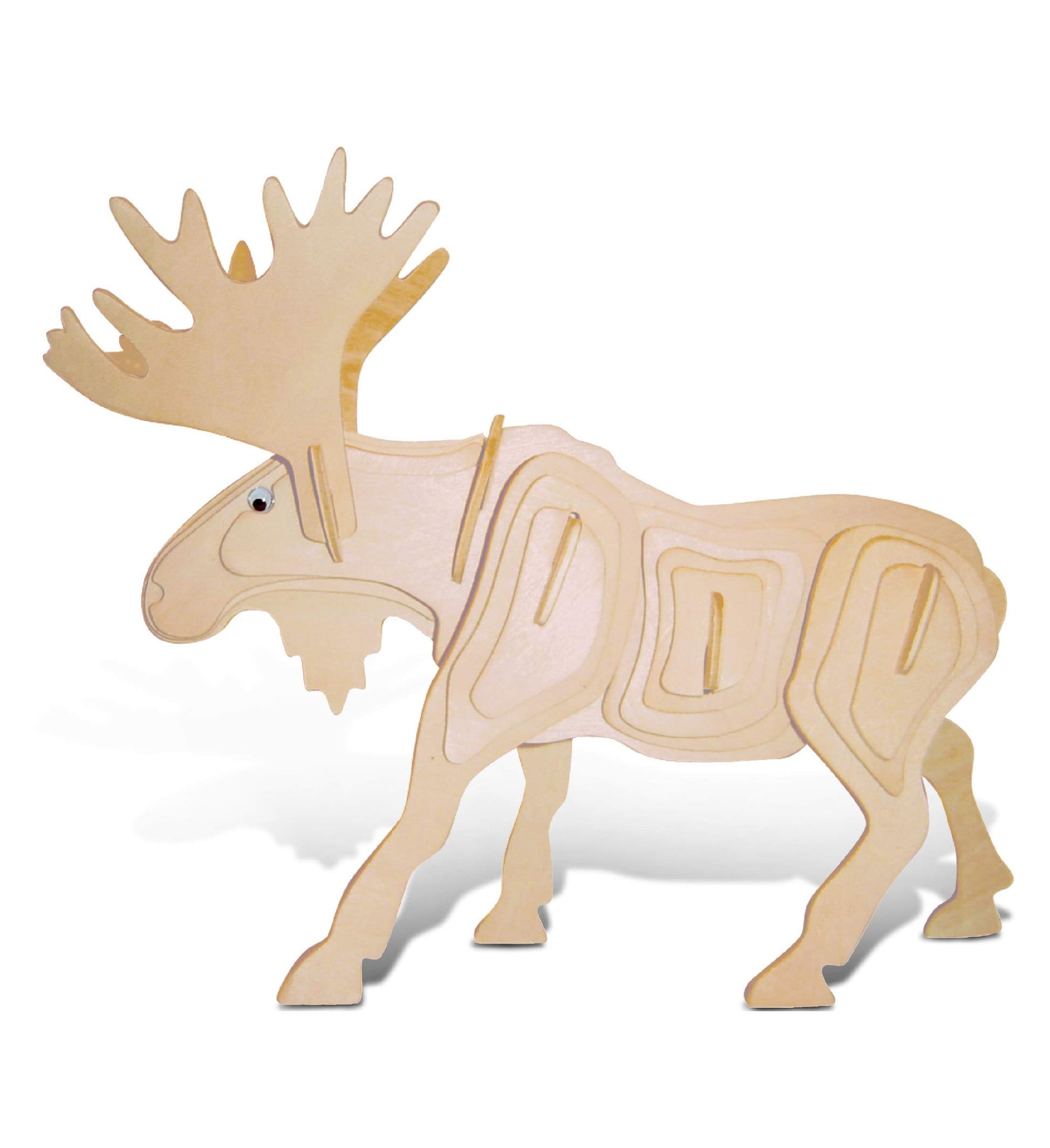 Puzzled 3D Puzzle Moose Wood Craft Construction Model Kit, Fun, Unique, Educational DIY Wooden Animal Toy Assemble Model Unfinished Crafting Hobby