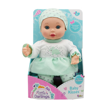 New Adventures Little Darlings Baby Kisses Doll - Interactive 11 in Baby Doll for Toddlers, Blows Kisses & Giggles, Pretend Play Gift for Girls Ages 2