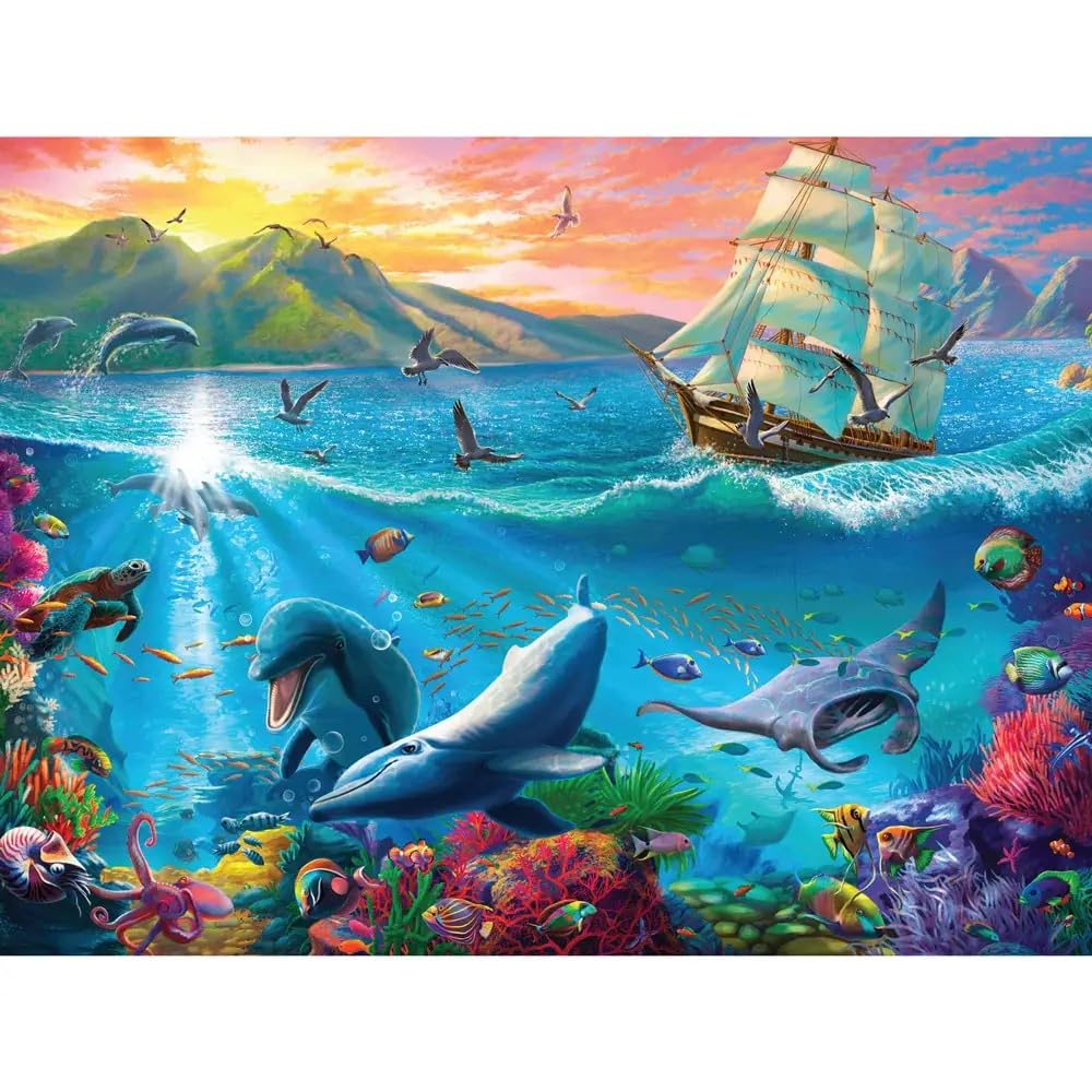 Bits and Pieces - Jigsaw Puzzle for Adults - Sailboat and The Underwater World - Ocean Jigsaw Puzzle by Image World