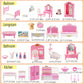 Xadothat Dollhouse Furniture Set, Complete Room Collection with Kitchen, Dining, Living Room, Bedroom and Bathroom Accessories, Plastic (36-Piece