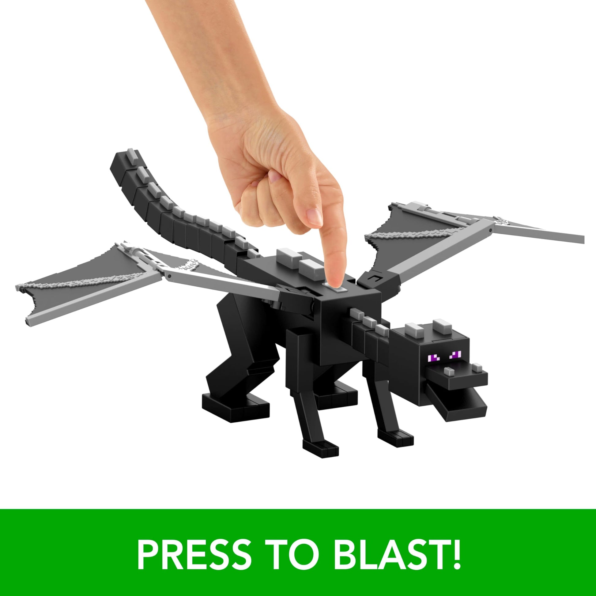 Mattel Minecraft Dragon’s Breath Ender Dragon Action Figure with 10 Discs, Giant Toy with 21.6-inch Length, 20-inch Wingspan with Moving Wings