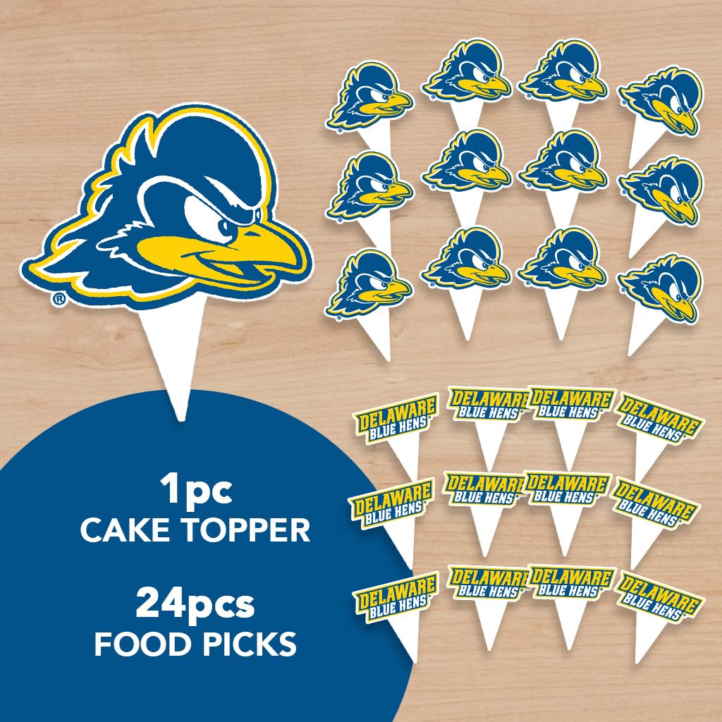Desert Cactus University of Delaware UD Fightin Blue Hens Food Picks, Cupcake and Cake Toppers, Cake Pop Sticks - 25 Pcs Party Supplies