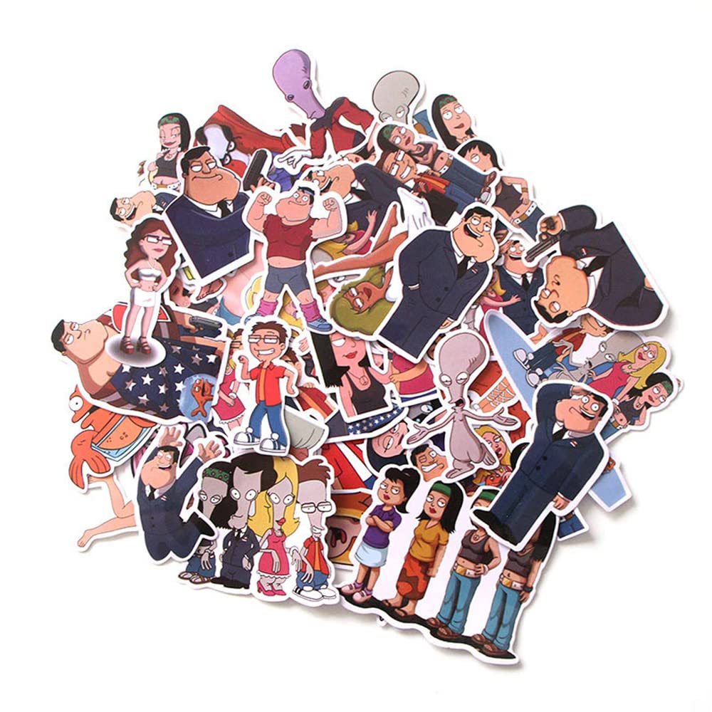 There are A Total of 55 Cute American Dad Cartoon Stickers, Which Can Be Affixed to Suitcases, Skateboards, Refrigerators, Laptops, Graffiti Cartoon