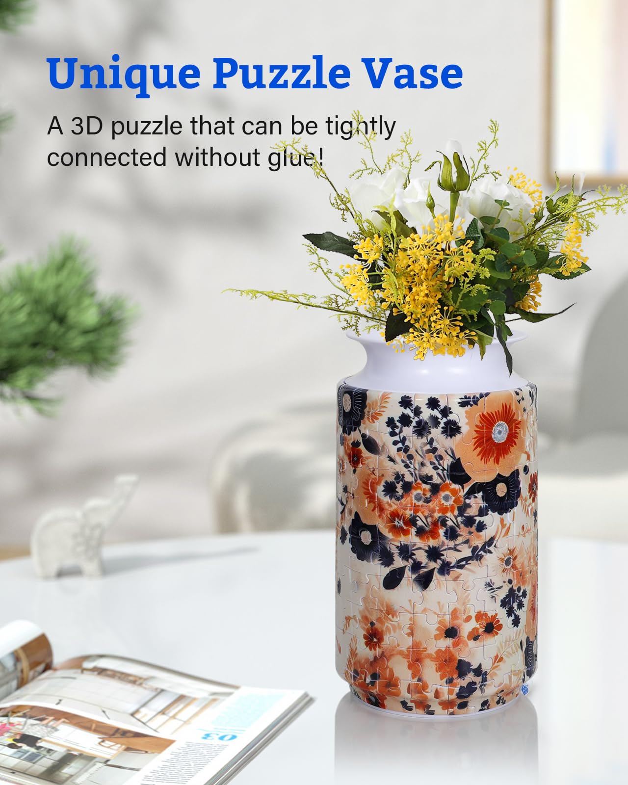 3D Puzzle Vase, 160 Pieces No Glue Required UV Printing Puzzle Vase