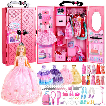 UCanaan Girl Doll and Closet Set with Doll Clothes and Accessories Items Including Fashion Dolls, Dressand Many Other Accessories (Refer Picture