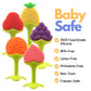 Baby Teething Toys, Soft Silicone Fruit Teether Set with Pacifier Clip/Holder for Toddlers & Infants, 5 Pack