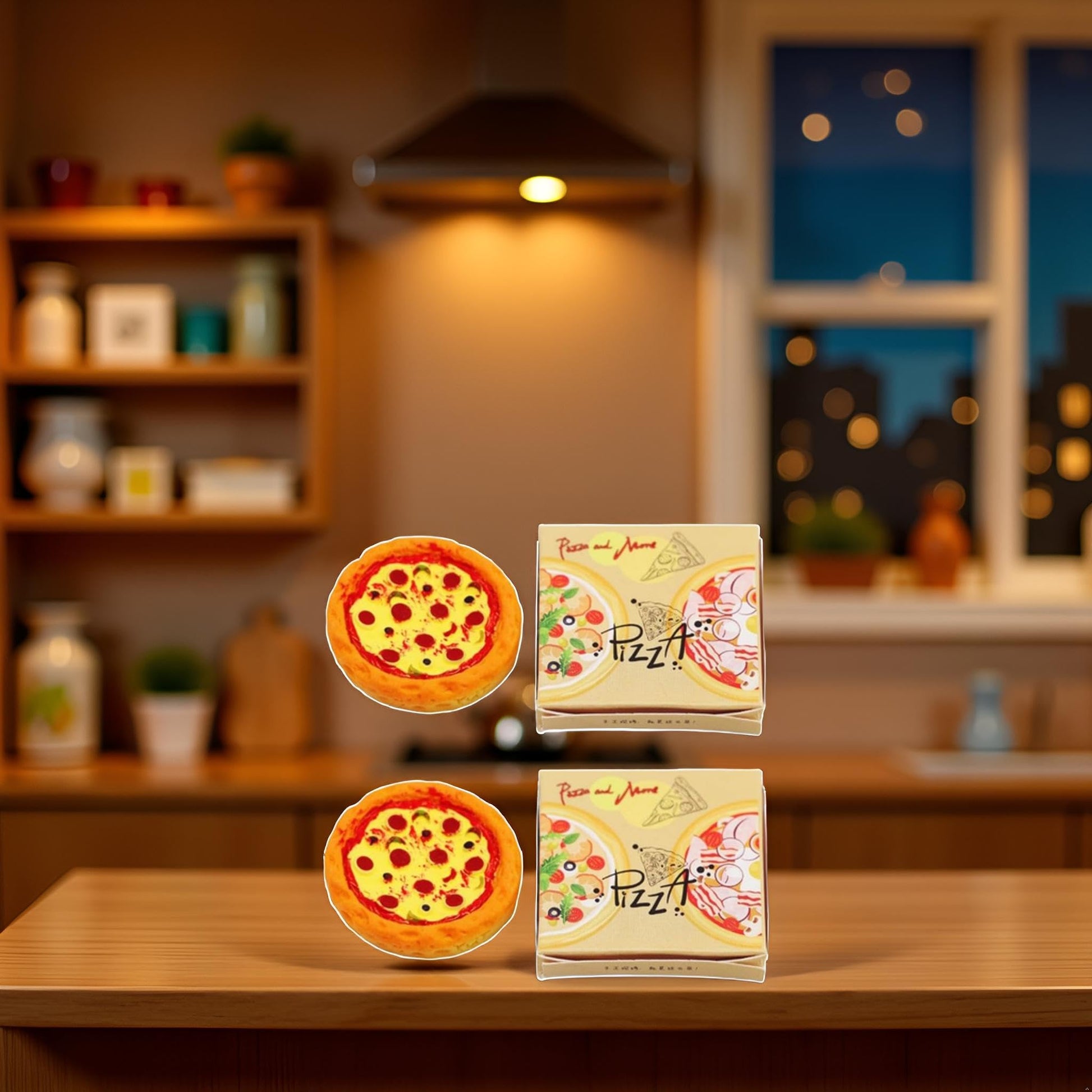 4-Piece 1/12 Miniature Pizza Set, Miniature Pizza Dollhouse Decoration Accessories Resin Mix Pizza Mini House Food Decoration Accessories Dollhouse