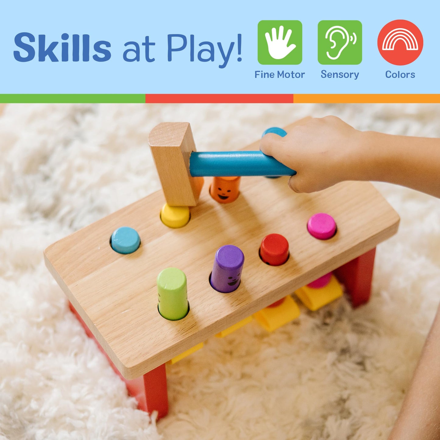 MeMelissa & Doug Deluxe Pounding Bench Wooden Preschool Learning Toy with Mallet Classic Wooden Toddler Toys for Ages 2+Lissa & Doug Deluxe Pounding