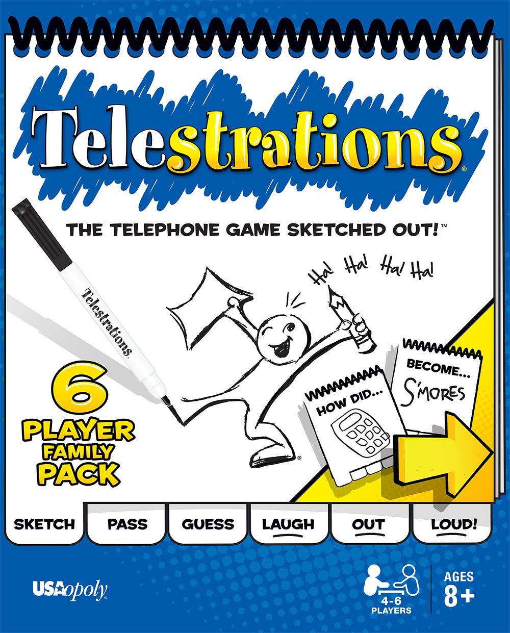 USAOPOLY Telestrations Original 6 Player | Family Board Game | A Fun Family Game for Kids and Adults | Family Game Night Just Got Better | The