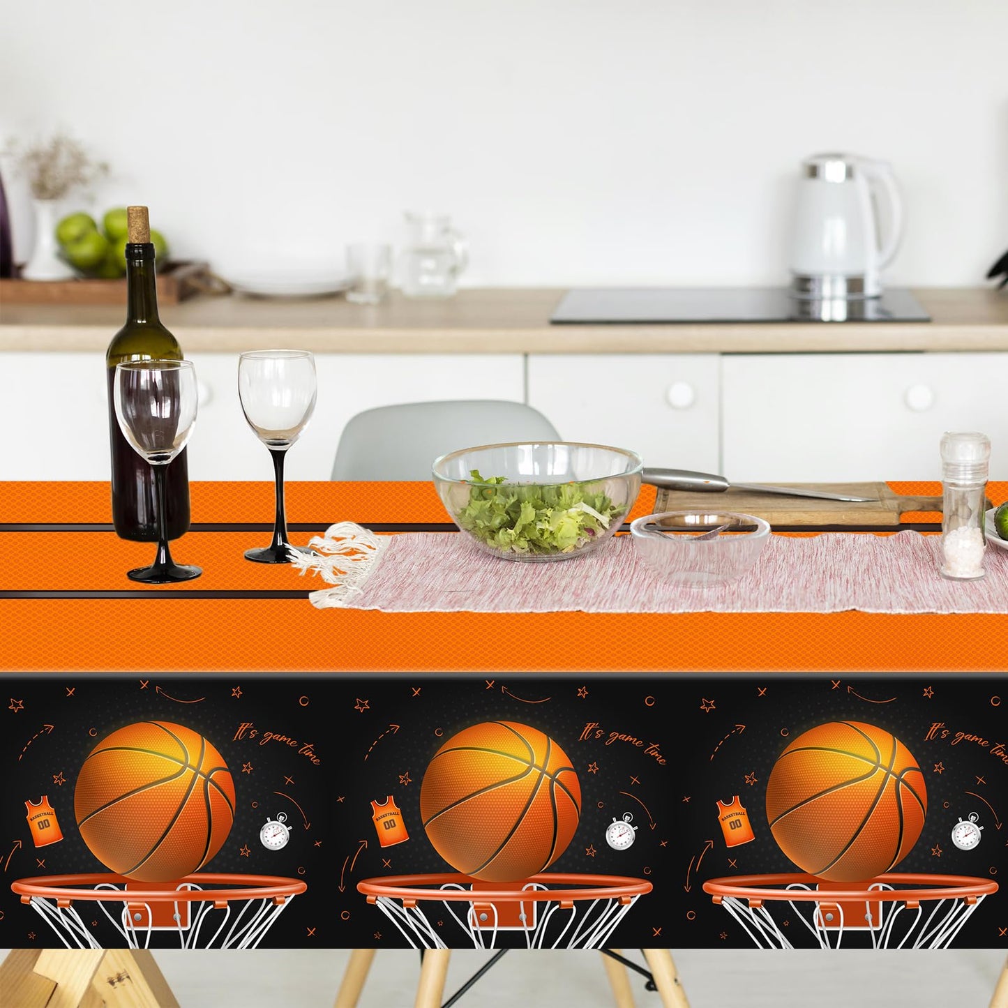 CMUSKO Basketball Tablecloth, 3 Pcs Basketball Birthday Decorations Rectangle Plastic Table Cover, Disposable Table Cloths for Basketball Sports