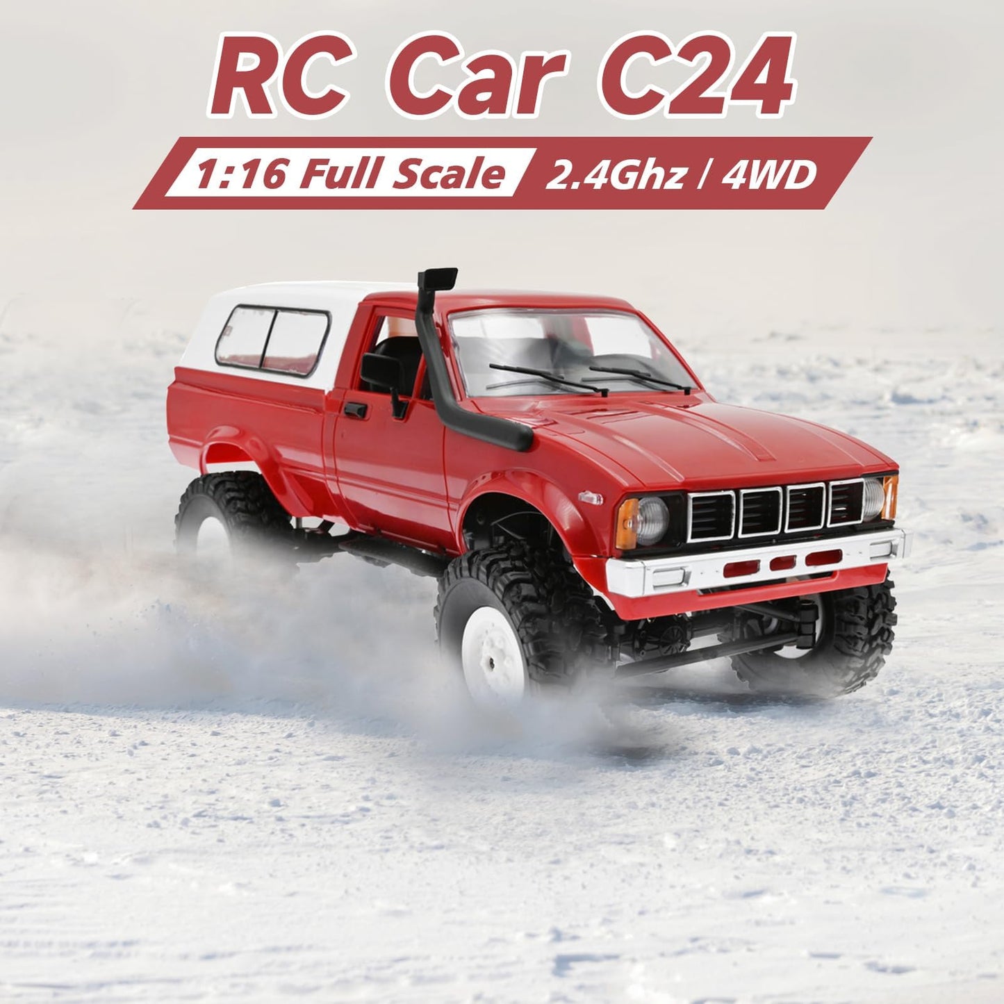 LEOSO WPL C24 1/16 Scale 4x4 RC Rock Crawler,RC Crawlers RC Truck - RTR Off-Road Truck with 2.4GHz Remote Controller, All-Terrain car for 14 Years