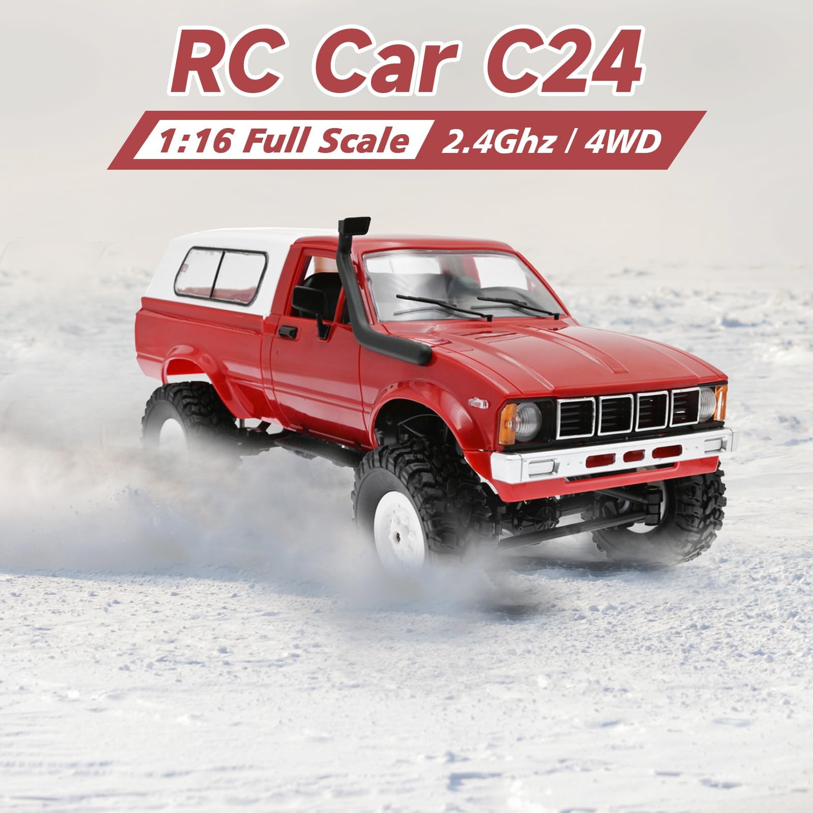 LEOSO WPL C24 1/16 Scale 4x4 RC Rock Crawler,RC Crawlers RC Truck - RTR Off-Road Truck with 2.4GHz Remote Controller, All-Terrain car for 14 Years