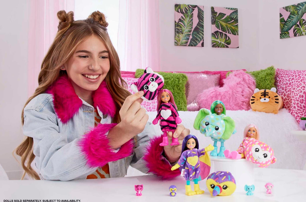 Barbie Cutie Reveal Chelsea Small Doll, Jungle Series Monkey Plush Costume, 7 Surprises Including Mini Pet & Color Change