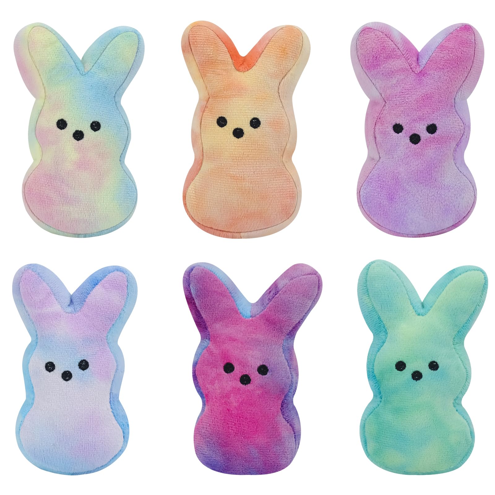 vizethru 6 Pcs Easter Bunny Plush Toys,Easter Basket Stuffers Toys for Kids,Bunny Stuffed Animals, Easter Party Favors Gift Toys for Kids