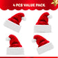 JOYIN 4 PCS Christmas Santa Hats Plush Red Velvet Christmas Hats for Holiday Party Presents Supplies XMAS for Adults and Kids
