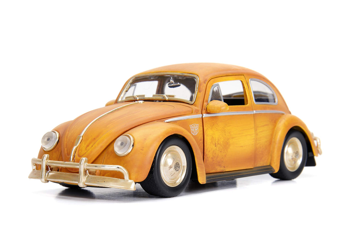 Jada Toys Transformers Bumblebee Volkswagen Beetle Die-cast Car, 1:24 Scale Vehicle & 2.75" Charlie Collectible Metal Figurine, Yellow