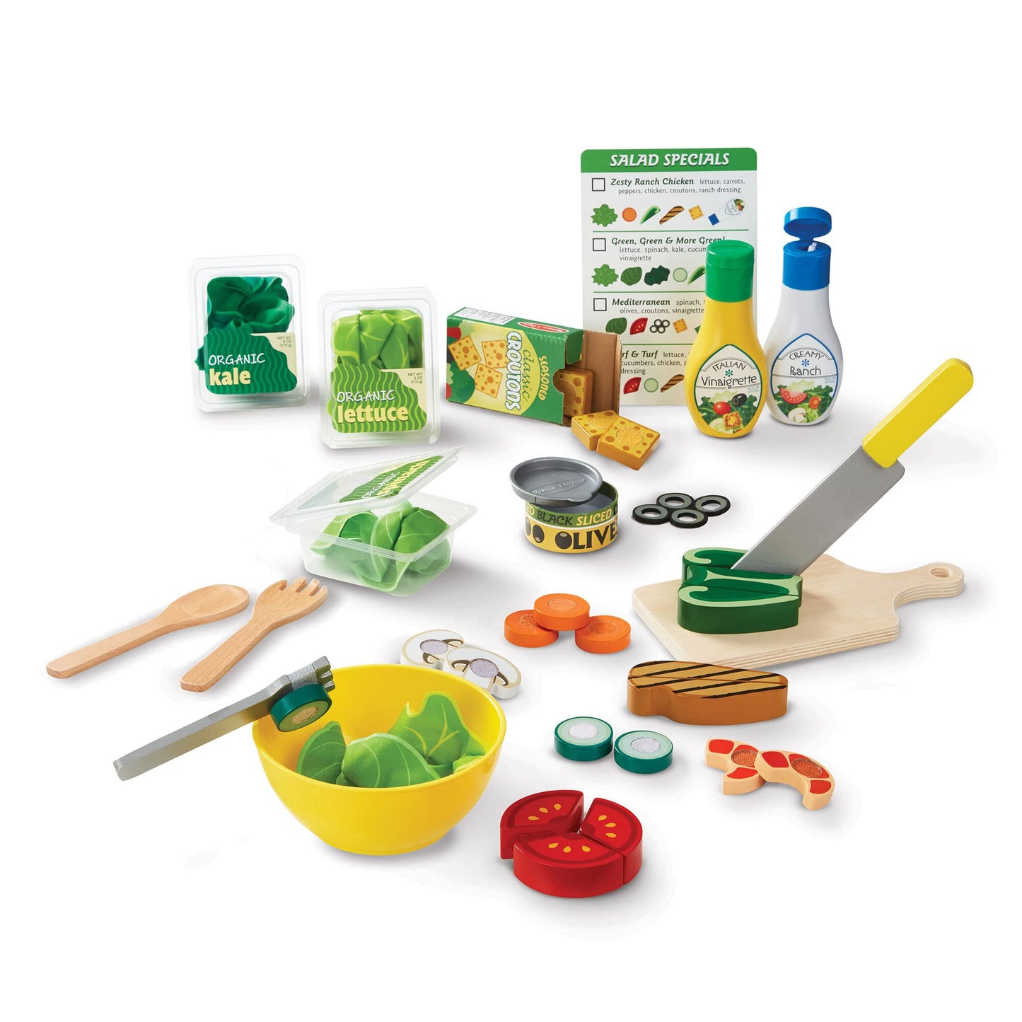 Slice & Toss Salad: Play Food Set Bundle with 1 Theme Compatible M&D Scratch Fun Mini-Pad (09310)