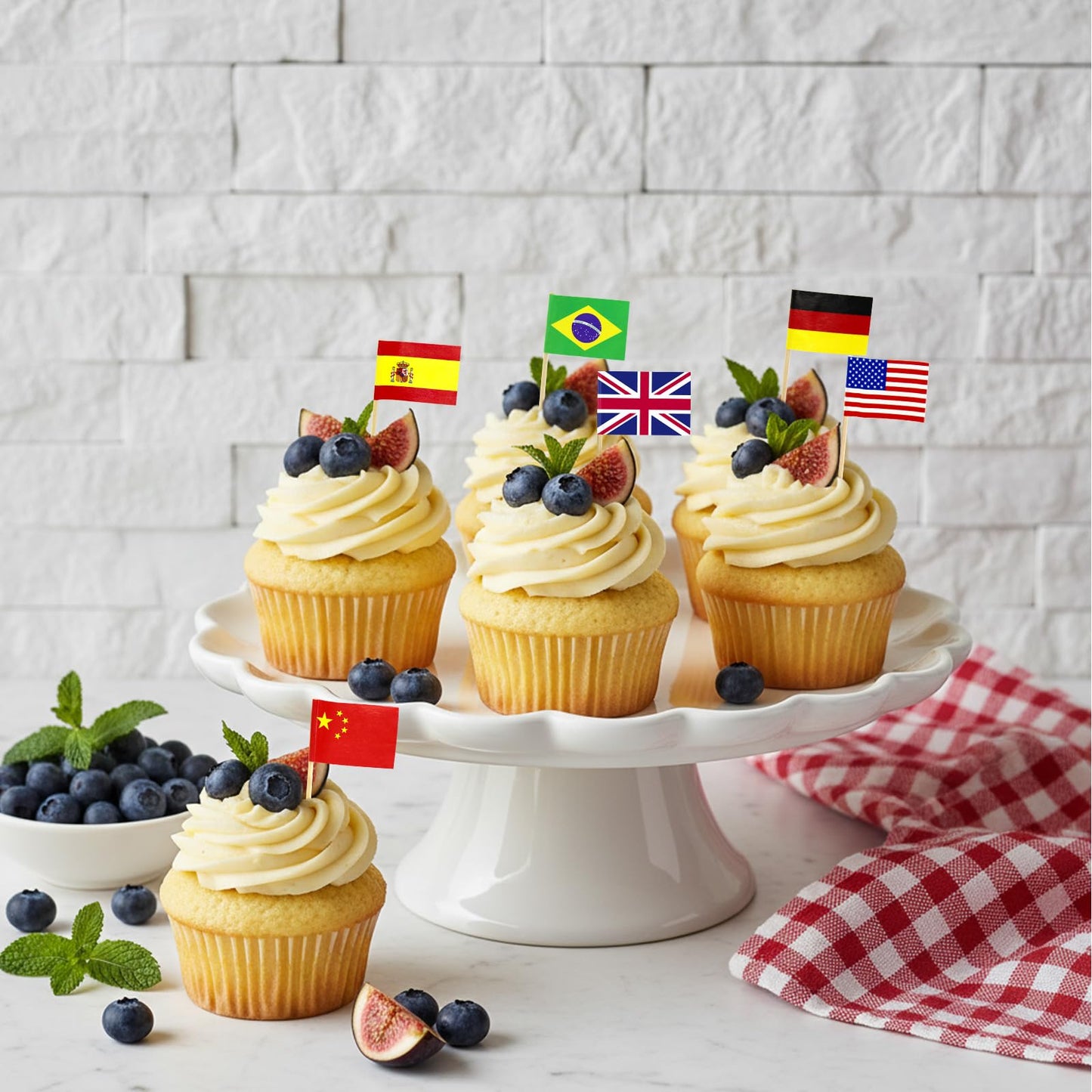 100 Pcs World Toothpick Flags, Mini Stick Flags Cupcake Toppers World Soccer Cup Party Decoration Celebration Cocktail Food Cake Flags