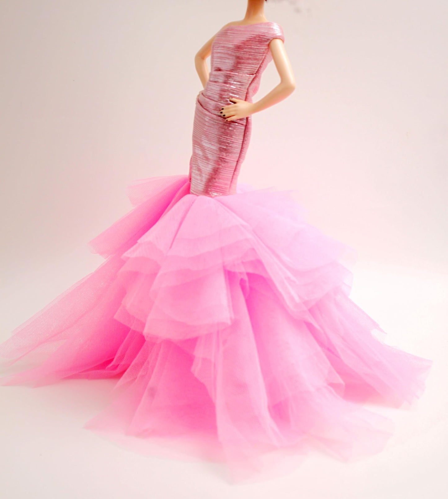 Cora Gu Handmade Pink Mermaid Dress Fit 12 inch Doll and Doll Not Included