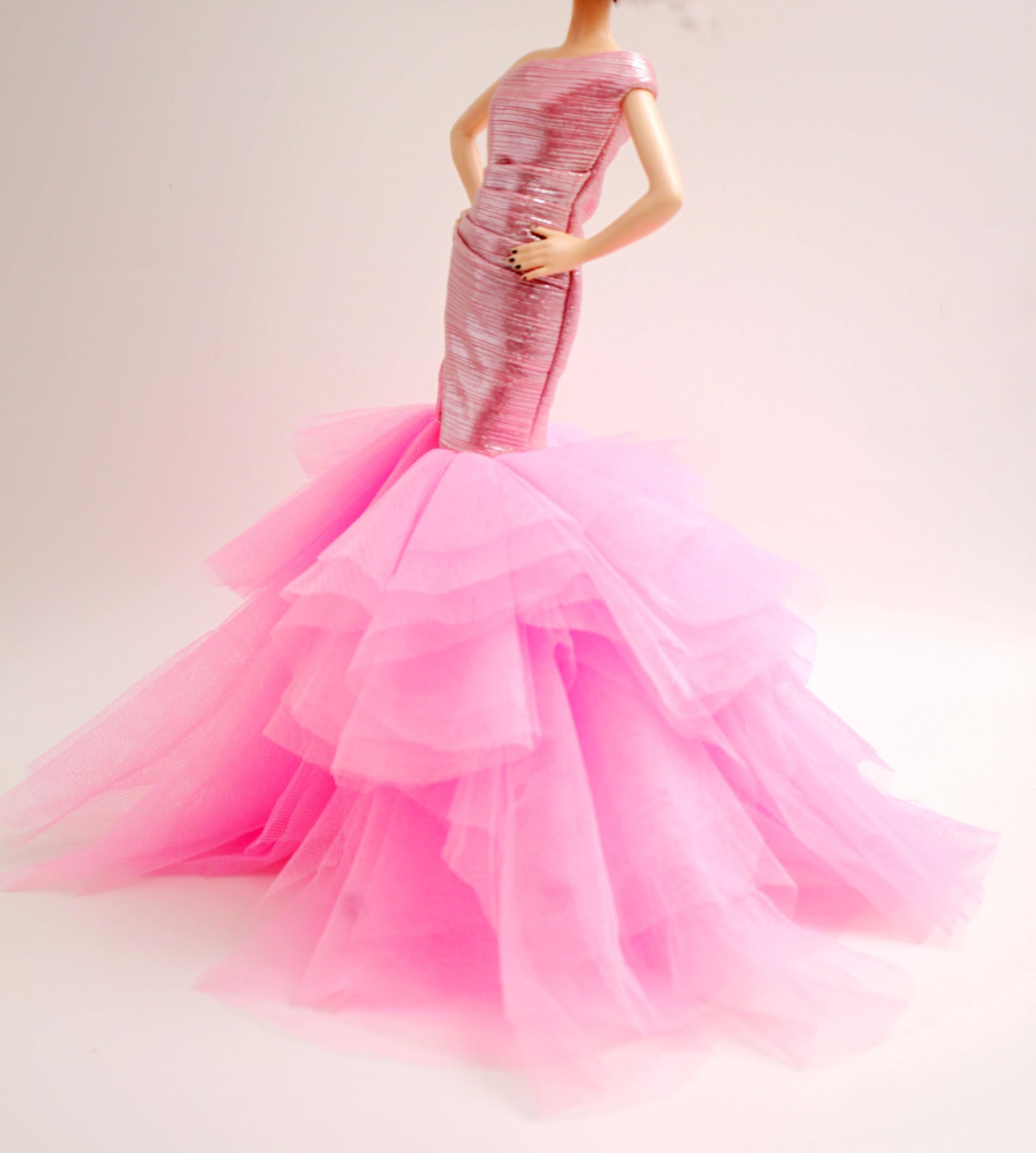 Cora Gu Handmade Pink Mermaid Dress Fit 12 inch Doll and Doll Not Included