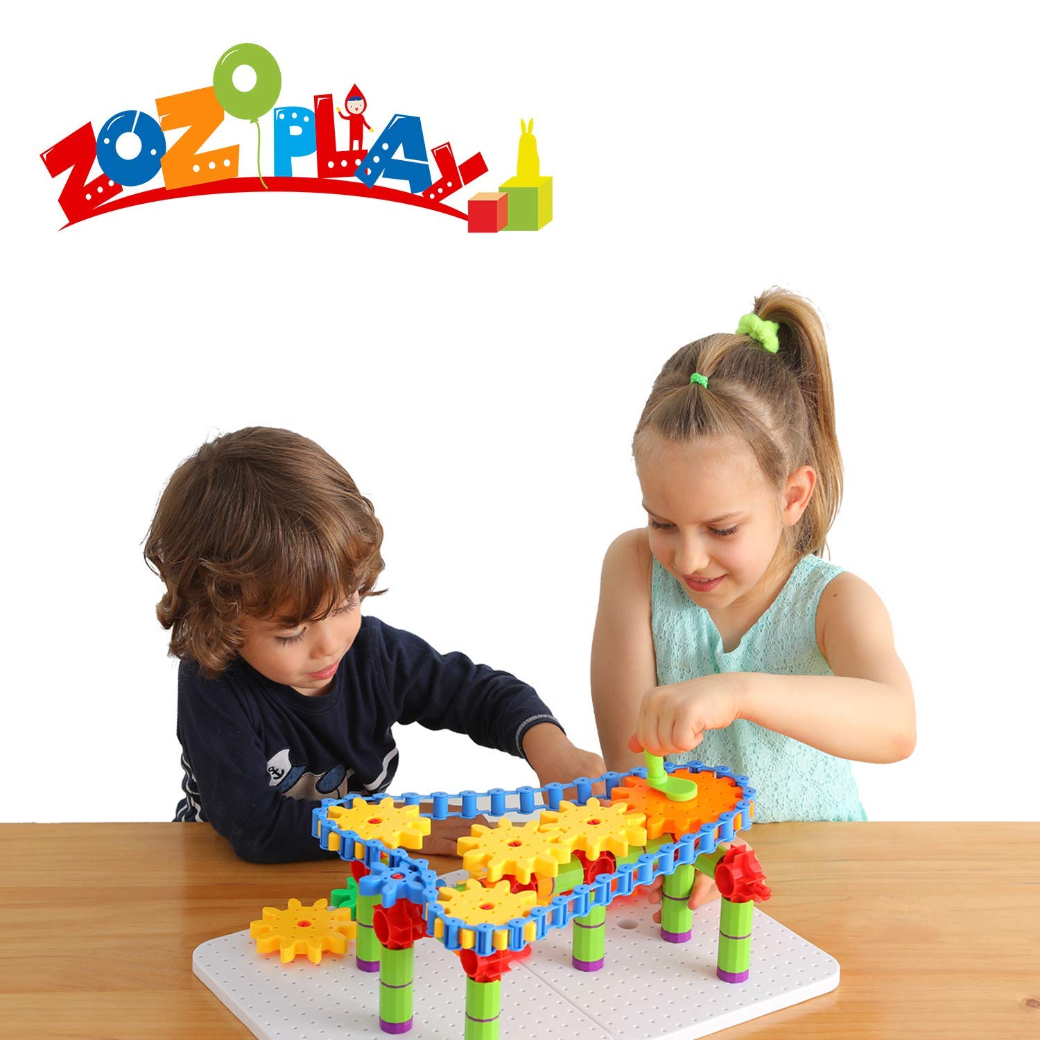 ZOZOPLAY STEM Learning Toy - 170 PCS Creative Engineering Gears & Construction Building Blocks, Kids Gears Toy Educational Set for Boys and Girls Ages