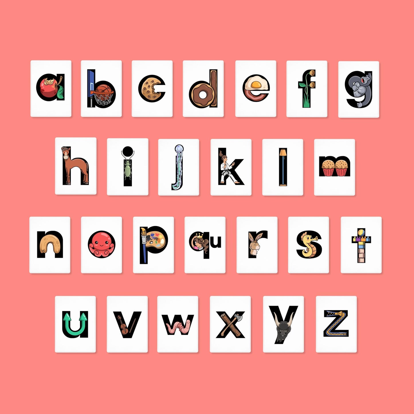 Phonics Flashcards for Kids - Alphabet Letter Sound Cards with Embedded Mnemonics for Early Reading, ABC Flashcards for Preschool & Kindergarten