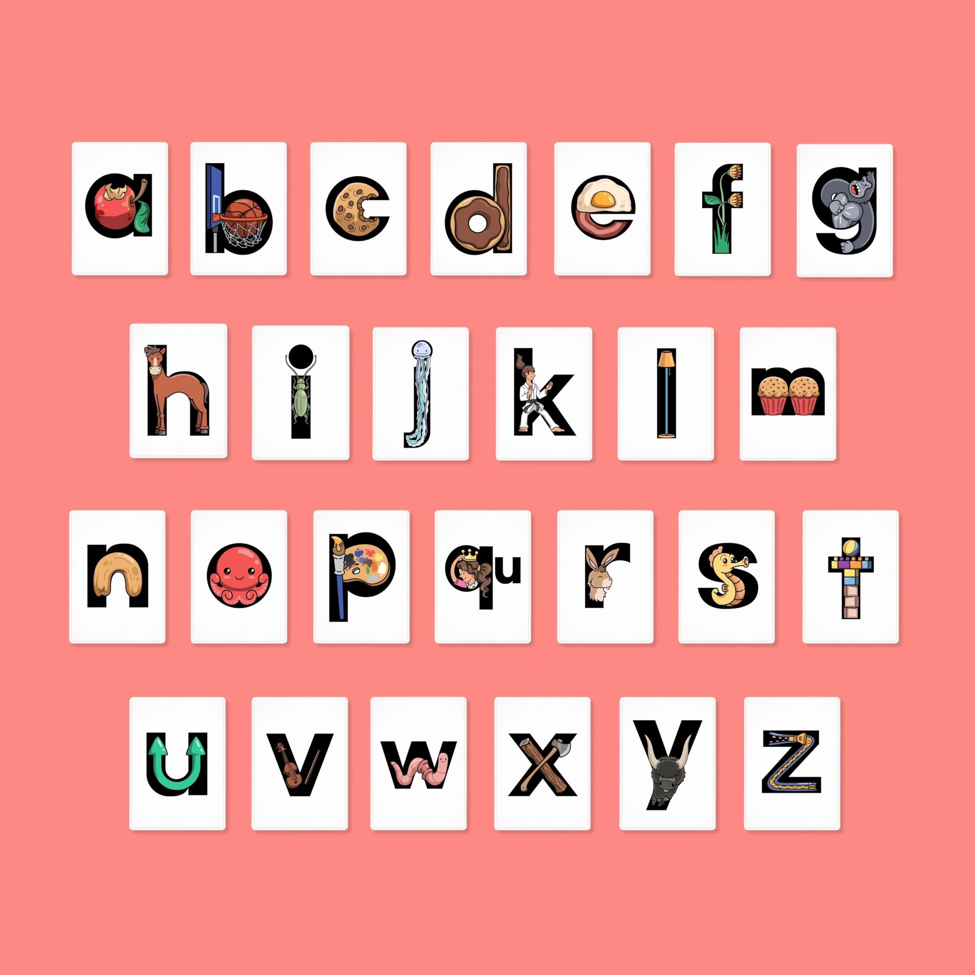 Phonics Flashcards for Kids - Alphabet Letter Sound Cards with Embedded Mnemonics for Early Reading, ABC Flashcards for Preschool & Kindergarten