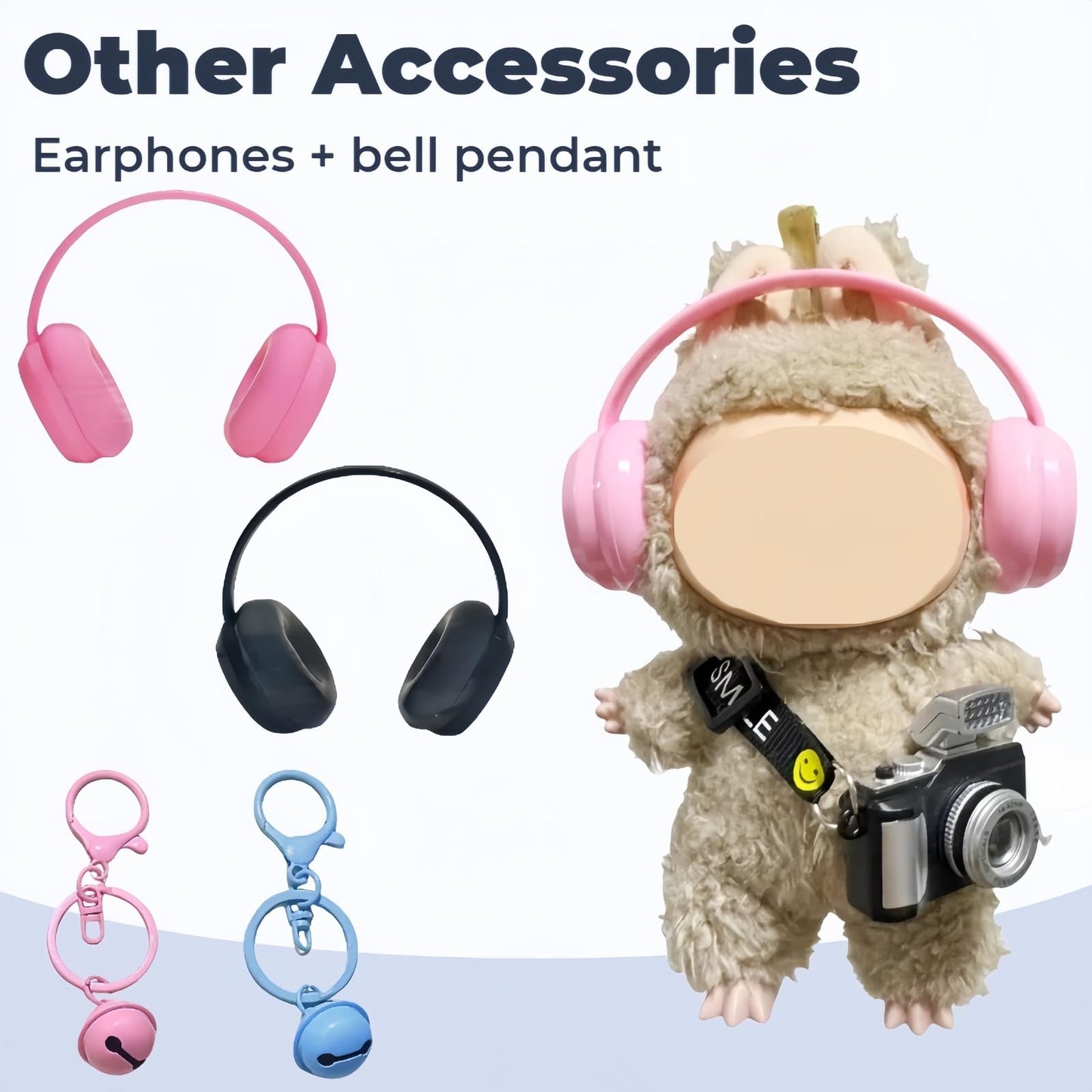 16 Pcs Doll Accessories Set Specially Designed for 15-17cm Doll Clothing, Includes 2 Headphones, 4 Glasses, Camera, Bag, Water Bottle, Console, 2