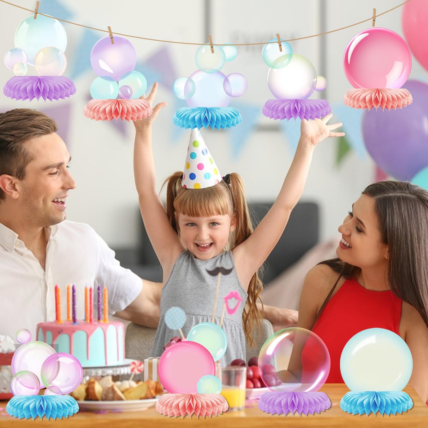 10 Pcs Bubble Honeycomb Centerpieces Bubble Table Decorations Bubble Party Decorations Mermaid Centerpieces for Tables Under The Sea Table Decorations