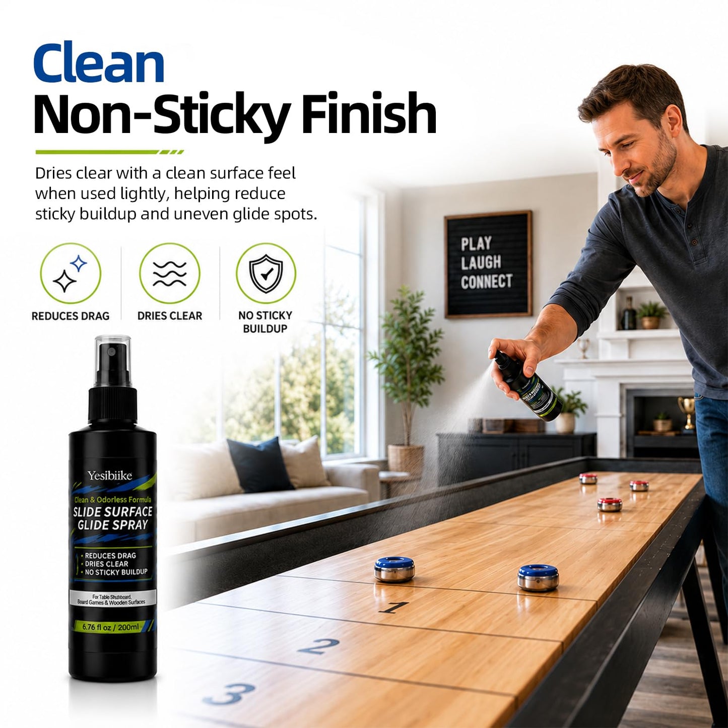 Yesibeike 6.76 fl oz Slide Surface Glide Spray Kit, Odorless Glide Polish to Help Reduce Drag on Slide Boards, Hockey Tiles, Shooting Pads, Air Hockey