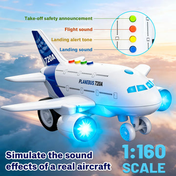 lonfypeng Kids Airplane Toy with LED Lights & Music Sounds, Electric Aircraft Toy for Toddlers Boys Girls Age 3 4 5 6, Birthday for Kids Who Love