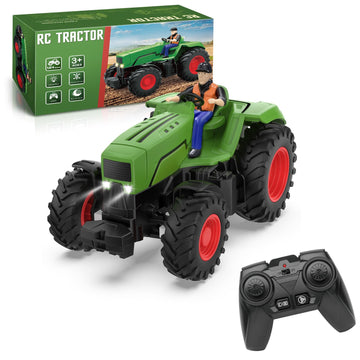 Uarzt Remote Control Tractor Toys for Kids 3-5, RC Tractor Toy with Farmer & Light,1:24 Scale, Rechargeable Farm Toy Tractor for Toddler Toy Set