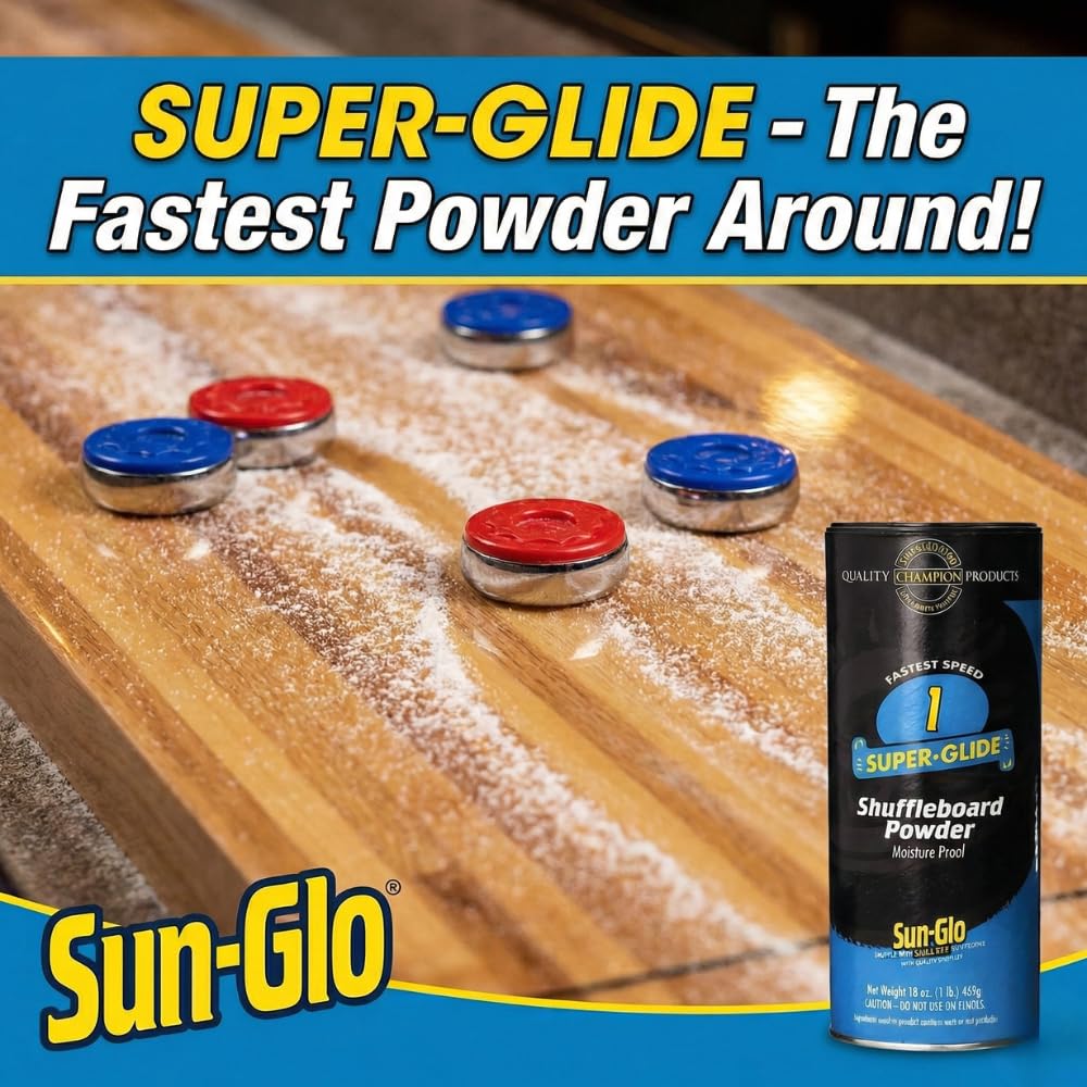 Sun-Glo Speed #1 Super Glide Shuffleboard Powder - Fastest Wax for Long & Pro Tables - Silicone Bead Shuffleboard Sand - Smooth Glide, Tournament